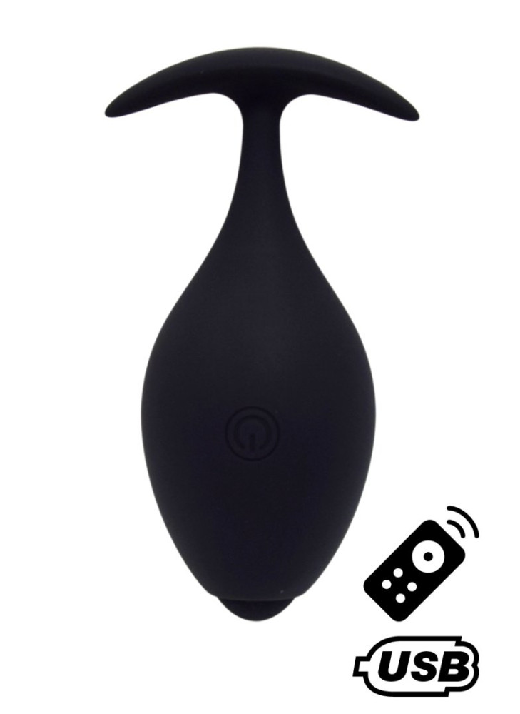 BABA, Plug vibrant anal noir USB, avec télécommande - BQ131BLK